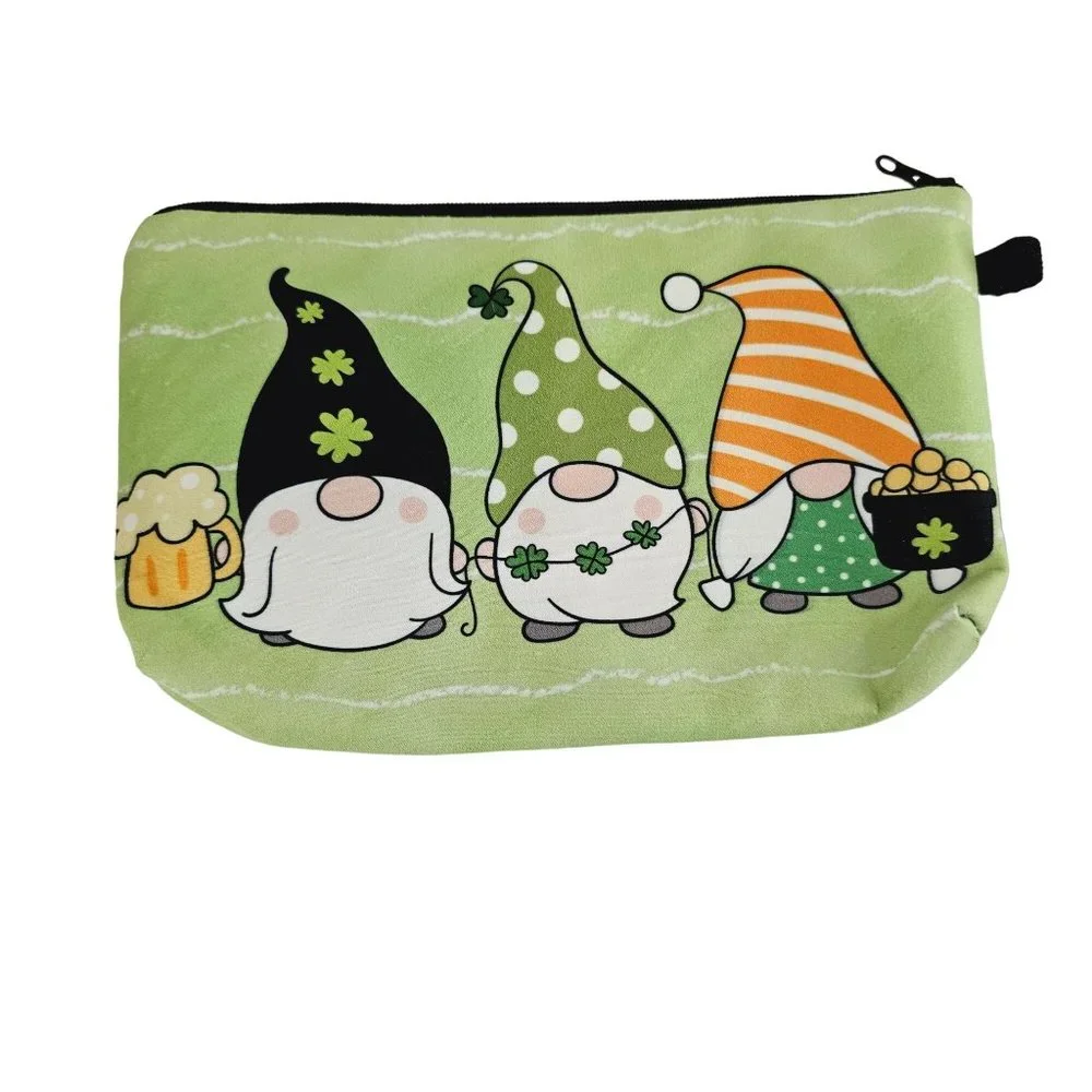 Gnome Pouch‎ St. Patrick's Day Makeup Cosmetic Jewelry Zip Top Padded
